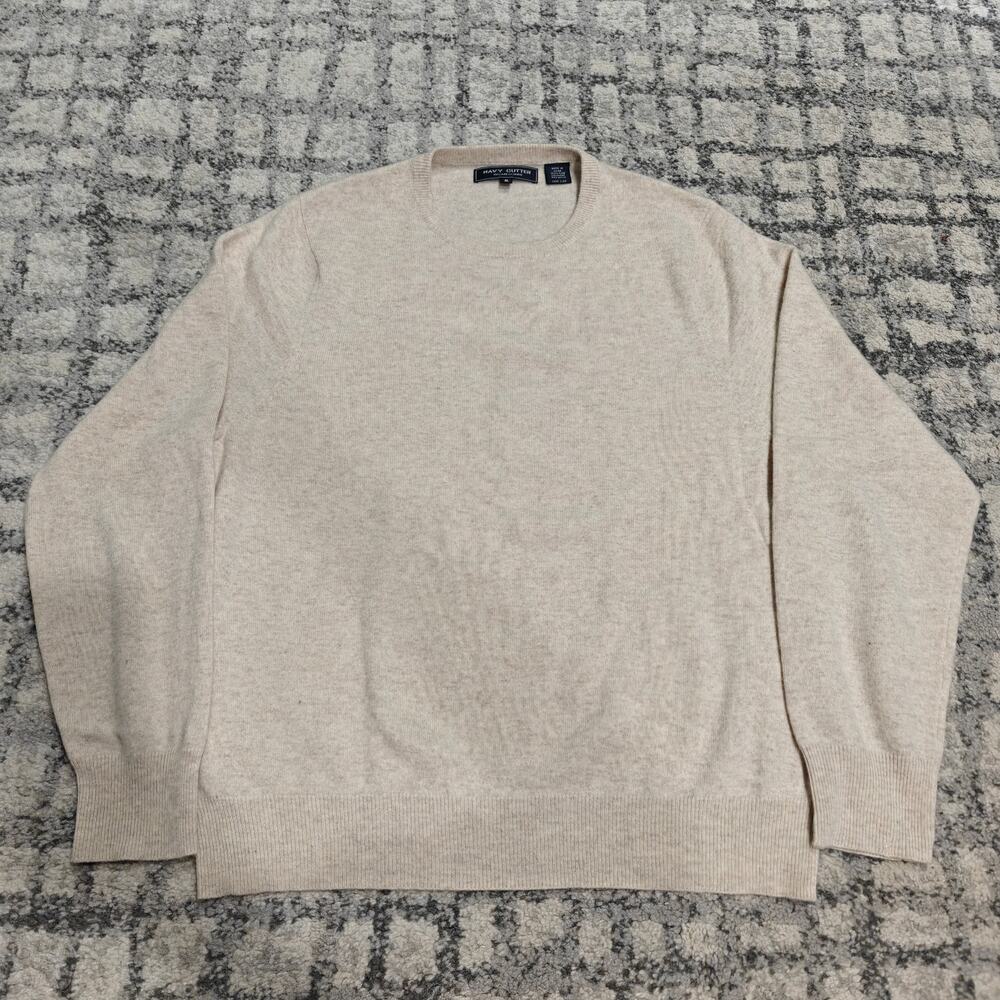 Navy Cutter 100% Pure Cashmere Crewneck Sweater XL Oatmeal Cream Knit